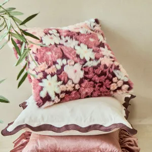 Muse Mila Floral Faux Fur Jacquard Cushion Berry by Muse, a Cushions, Decorative Pillows for sale on Style Sourcebook