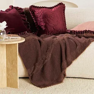 Muse Alara Stripe Knitted Faux Fur Throw Chocolate Brown by Muse, a Throws for sale on Style Sourcebook
