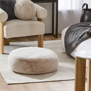 Muse Nevada Faux Fur Round Floor Cushion Natural by Muse, a Cushions, Decorative Pillows for sale on Style Sourcebook