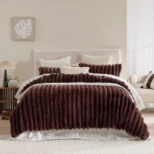 Muse Oslo Faux Fur Ribbed Comforter Set Chocolate Brown by Muse, a Quilts & Bedspreads for sale on Style Sourcebook