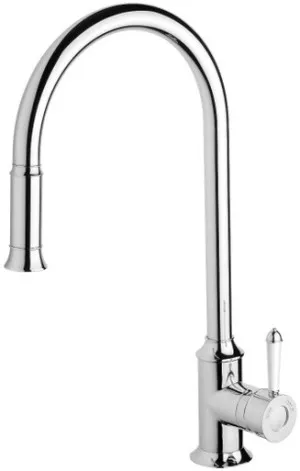 Nostalgia Sink Mixer With Pull-Out Spray And Matte White Handle 4Star Chrome Lead Free In White/Chrome Finish By Phoenix by PHOENIX, a Kitchen Taps & Mixers for sale on Style Sourcebook
