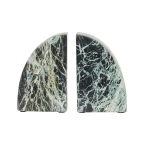 Rufus Curve Set of 2 Bookends - Spider Green Marble by GlobeWest, a Statues & Ornaments for sale on Style Sourcebook