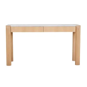Willa Marble Console - White Calacatta Marble - Satin Oak by GlobeWest, a Console Table for sale on Style Sourcebook