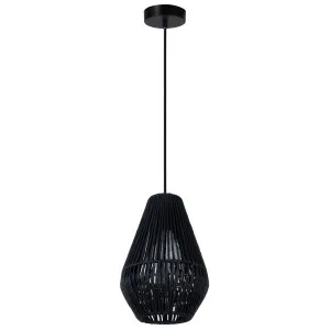 Domus Carter Woven Paper Rope Teardrop Small Pendant - Black by Domus, a Lighting for sale on Style Sourcebook
