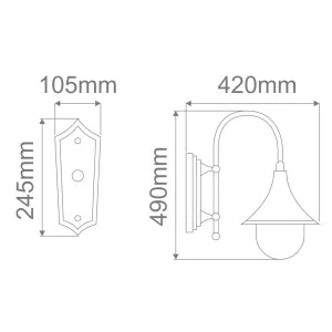 Domus Monaco Classic Curved Arm Outdoor Wall Light with Lantern Shade - White by Domus, a Outdoor Lighting for sale on Style Sourcebook