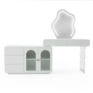 Carrie Extendable Dressing Table with LED Mirror in White by Luxo Furniture, a Dressing Tables for sale on Style Sourcebook