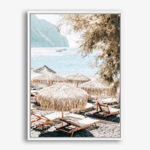 Santorini Beach Parasols Photo Canvas Print by The Print Emporium, a Prints for sale on Style Sourcebook