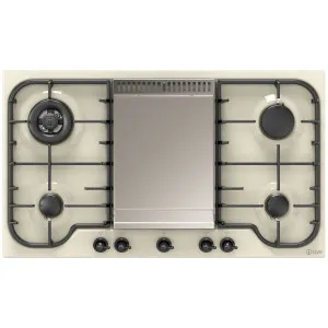 ILVE Nostalgie 86cm Gas Cooktop with Fry Top Antique White and Burnished HCB90FCN-AWB by Ilve, a Cooktops for sale on Style Sourcebook