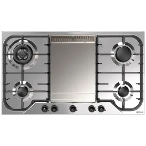 ILVE Nostalgie 86cm Gas Cooktop with Fry Top Stainless Steel and Burnished HCB90FCN-SSB by Ilve, a Cooktops for sale on Style Sourcebook