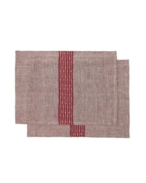 Calena set of 2 placemats linen jacquard with red central stripe 35 x 50 cm by null, a Table Cloths & Runners for sale on Style Sourcebook