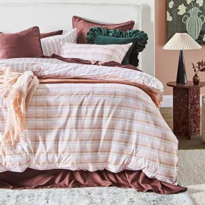 Habitat Daisy Reversible Check/Stripe Quilt Cover Set Pink/Latte by Habitat, a Quilt Covers for sale on Style Sourcebook