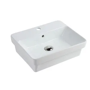 BT Marki Semi Inset Basin 1TH Gloss White 495X400 by BEAUMONTS, a Basins for sale on Style Sourcebook