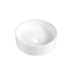 BT Arial Fluted Round Vessel Basin NTH Gloss White with Overflow 360 by BEAUMONTS, a Basins for sale on Style Sourcebook