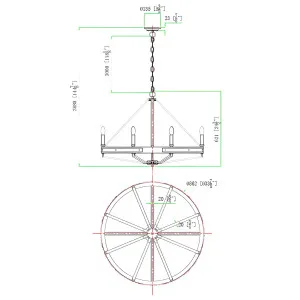 CLA Funale Rustic 8 Light Solid Wood Chandelier with Iron Hardware - Oak Wood and Satin Brass by Compact Lamps Australia, a Chandeliers for sale on Style Sourcebook