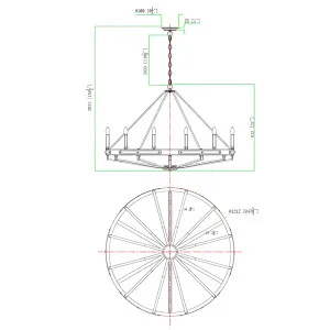 CLA Funale Rustic 12 Light Solid Wood Chandelier with Iron Hardware - Oak Wood and Satin Brass by Compact Lamps Australia, a Chandeliers for sale on Style Sourcebook