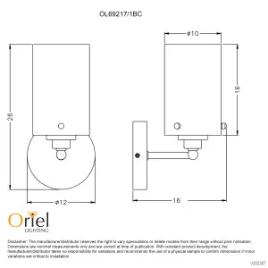 Oriel Lighting Zest Retro Wall Light with Cylindrical Opal Glass Shade - Brushed Chrome by Oriel Lighting, a Wall Lighting for sale on Style Sourcebook