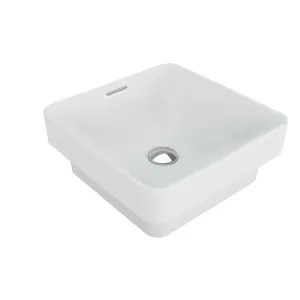 BT Marki Square Semi Recess 1TH Gloss White with Overflow 370x370 by BEAUMONTS, a Basins for sale on Style Sourcebook