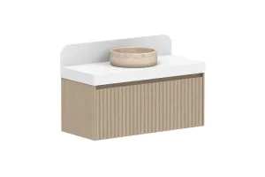 Harper 1135 Centre Bowl Vanity, Wall Hung, Coastal Oak by ADP, a Vanities for sale on Style Sourcebook