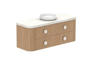 Thea 1500 Wall Hung Centre Bowl, Wall Hung, Boston Oak, 60mm Curved Royale Benchtop Upgrade by ADP, a Vanities for sale on Style Sourcebook