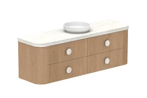 Thea 1800 Wall Hung Centre Bowl, Wall Hung, Boston Oak, 60mm Curved Royale Benchtop Upgrade by ADP, a Vanities for sale on Style Sourcebook