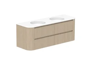 Thea 1500 Wall Hung Double Bowl, Wall Hung, Coastal Oak, Matte Ceramic by ADP, a Vanities for sale on Style Sourcebook