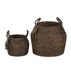 Baji S/2 Hyacinth Basket Set Walnut by Coast to Coast, a Baskets & Boxes for sale on Style Sourcebook