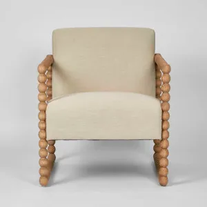 Bobbin Oak Armchair Natural Linen by Florabelle Living, a Chairs for sale on Style Sourcebook