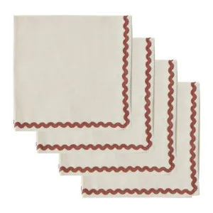 Set of 4 Orla Cotton Napkins Ivory & Russet Trim 40x40cm by Coast to Coast, a Napkins for sale on Style Sourcebook