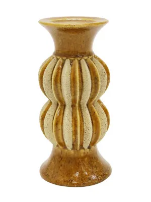 Pia Ceramic Candle Holder Mustard & Natural Tall 13X40CM by Robert Mark, a Candle Holders for sale on Style Sourcebook