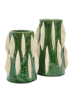 Arushi Ceramic Vase Emerald & Natural 20X33CM Tall by Robert Mark, a Vases & Jars for sale on Style Sourcebook