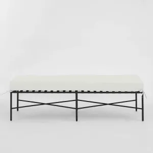 Sheffield Bench Outdoor Iron White Cushion by Florabelle Living, a Outdoor Benches for sale on Style Sourcebook