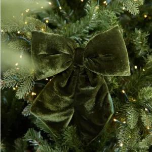 Set of 2 Christmas Hanging Bow Velvet 30x34cm Dark Green by Coast to Coast, a Christmas for sale on Style Sourcebook