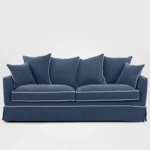 Noosa Hamptons 3 Seat Sofa Navy W/White Piping by Florabelle Living, a Sofas for sale on Style Sourcebook