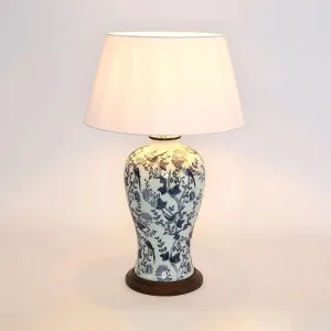 Ashleigh Ceramic Blue & White Table Lamp & Shade ETA 23/10/2025 by Florabelle Living, a Lamps for sale on Style Sourcebook