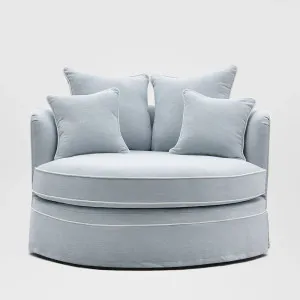 Noosa Hamptons Snuggle Chair Beach with white piping ETA 14/03/2026 by Florabelle Living, a Chairs for sale on Style Sourcebook