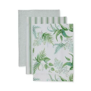 Fern Green/Blue Teatowel Pack 3 by Madras Link, a Tea Towels for sale on Style Sourcebook