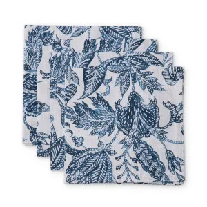 Set/4 Handblock Print Samara Dark Blue Cotton Napkins by Madras Link, a Napkins for sale on Style Sourcebook