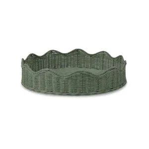 Mali Green Wavy Round Handwovn Rattan Tray D40XH9CM by Madras Link, a Trays for sale on Style Sourcebook