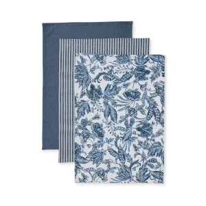 Pack of 3 Samara Dark Blue Teatowels Premium Cotton Blend by Madras Link, a Tea Towels for sale on Style Sourcebook