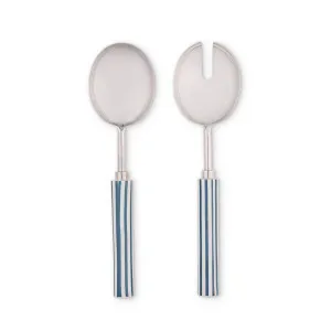 Clyde Stripe Blue/White Salad Server Set by Madras Link, a Salad Bowls & Servers for sale on Style Sourcebook