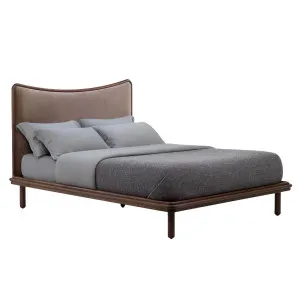 De La Espada Carlton Bed King Bed Frame - Black Oiled Walnut and Harald 242 Upholstery 061ZKBOWHARALD242 by De La Espada, a Beds & Bed Frames for sale on Style Sourcebook