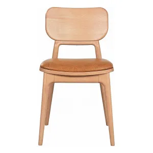 Austin Dining Chair in Urbane Leather Light Brown / Clear Lacquer by OZ Design, a Dining Chairs for sale on Style Sourcebook