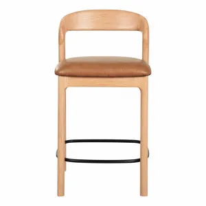 Aruba Bar Chair in Urbane Leather Light Brown / Clear Lacquer by OZ Design, a Bar Stools for sale on Style Sourcebook