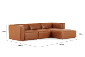 Linden Leather Right Chaise Sofa, Texas Rust, by Lounge Lovers by Lounge Lovers, a Sofas for sale on Style Sourcebook