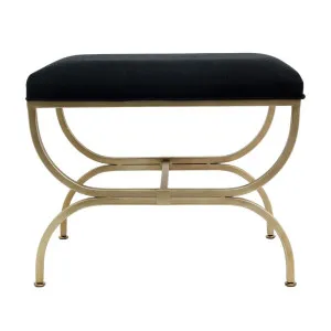Novak Antique Gold Iron Stool - Black Linen by CAFE Lighting & Living, a Ottomans for sale on Style Sourcebook