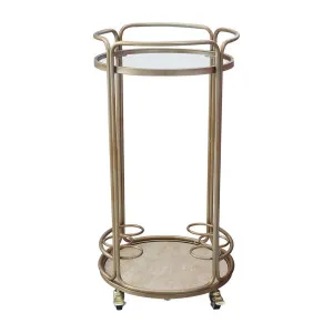 Wentworth Round Bar Cart - Antique Gold by CAFE Lighting & Living, a Sideboards, Buffets & Trolleys for sale on Style Sourcebook