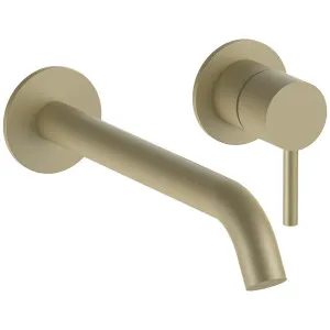Fantini Nostromo 200m Spout Wall Basin Mixer - Matte British Gold PVD NOSWB200NPMBG by Fantini, a Kitchen Taps & Mixers for sale on Style Sourcebook