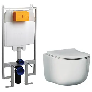 Studio Bagno Futura Wall Hung Toilet Package with OLI 74 Frame Mechanical Cistern - Gloss White FUT003-001-MC by Studio Bagno, a Toilets & Bidets for sale on Style Sourcebook