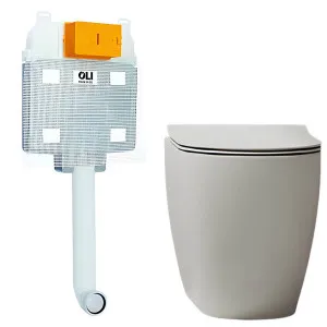 Studio Bagno Futura Wall Faced Toilet Package with OLI 74 Mechanical Cistern - Matte White MW-FUT002-001-MC by Studio Bagno, a Toilets & Bidets for sale on Style Sourcebook