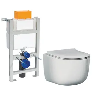Studio Bagno Futura Wall Hung Toilet Package with Expert Evo Frame Mechanical Cistern - Gloss White FUT003-002-MC by Studio Bagno, a Toilets & Bidets for sale on Style Sourcebook